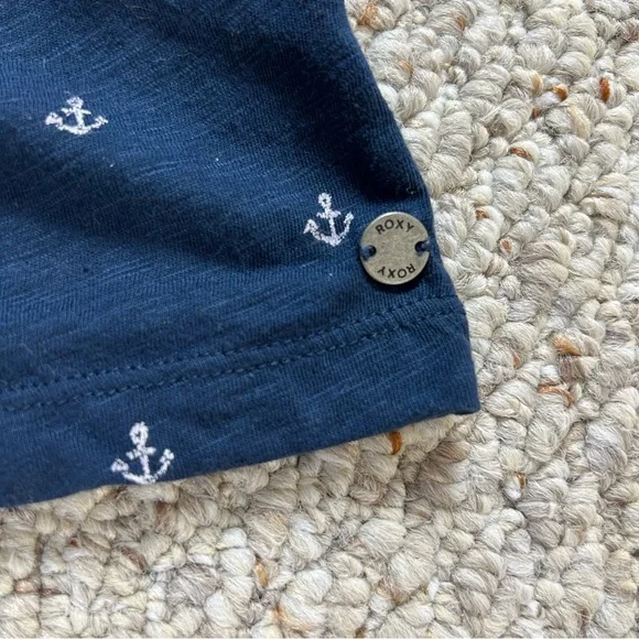 Roxy Romper Navy Blue Anchor Print Sleeveless Criss Cross Back Size Medium - Picture 3 of 13